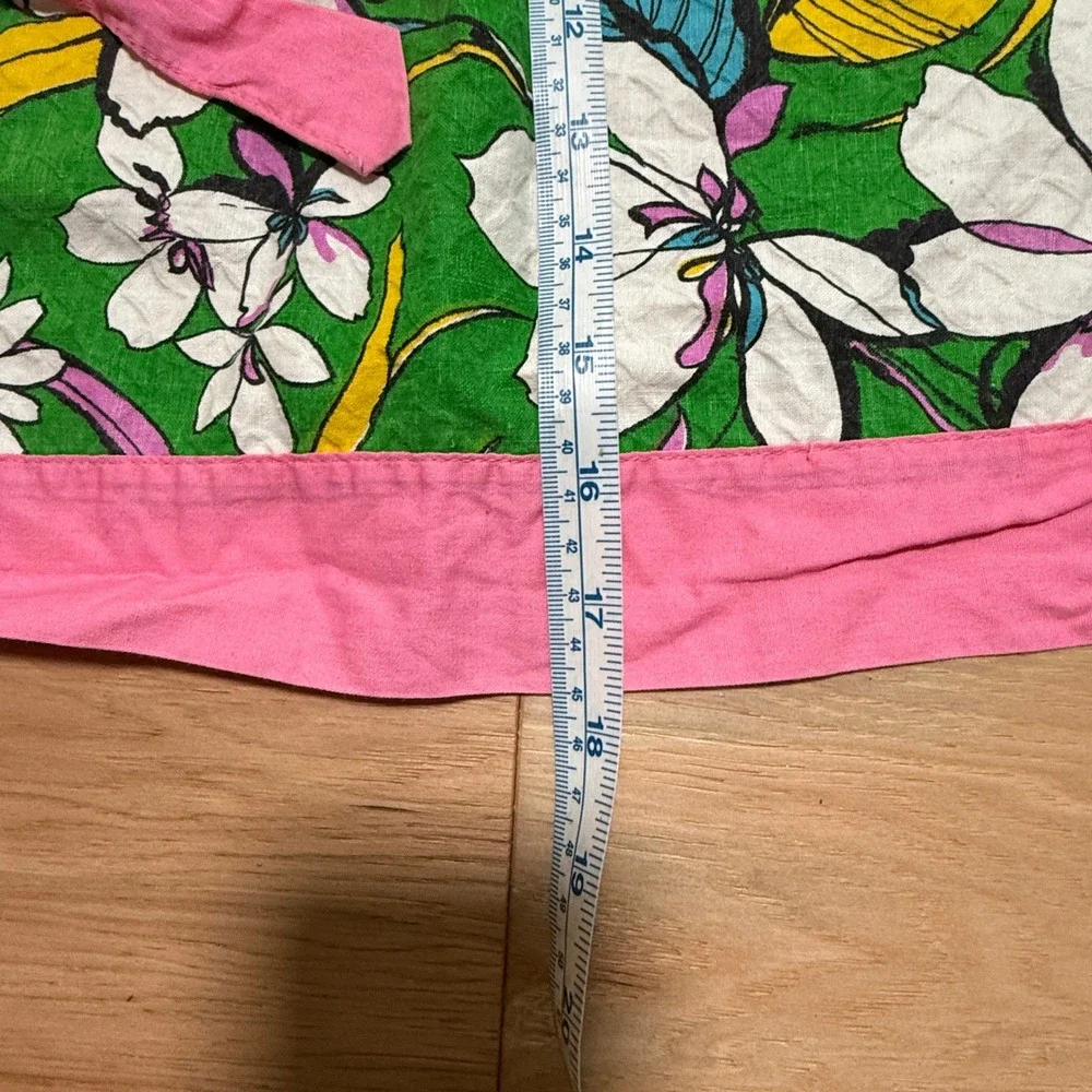 Vintage‎ 1960s Half Apron Womens OS Green Pink Floral Boho MCM Grandmacore